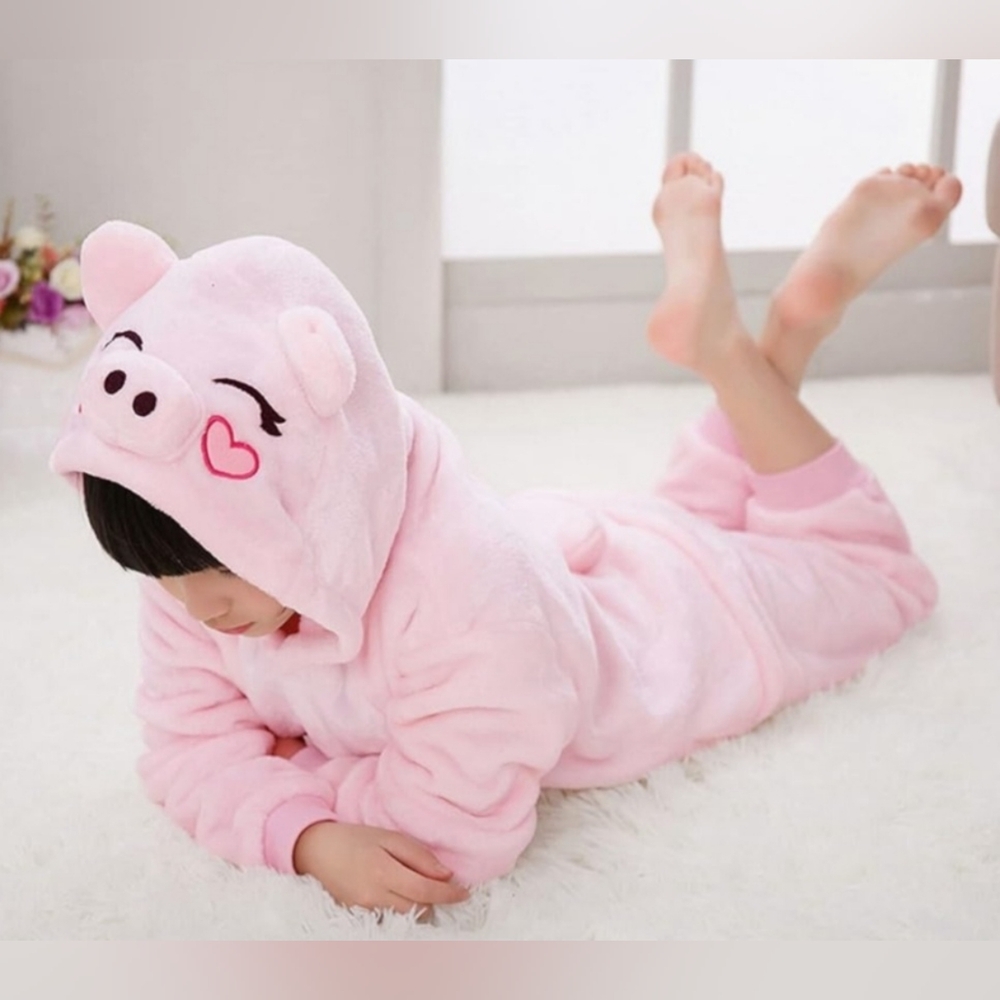 Cute Pink Piggy One Piece Button Up C286
